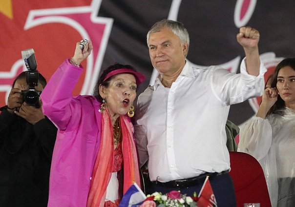 La Vicepresidenta de la República de Nicaragua Rosario Murillo Zambrana y el Jefe de la Duma Estatal Vyacheslav Volodin