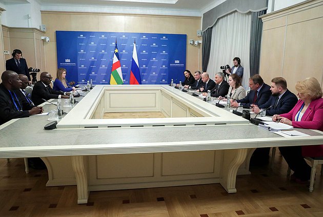 Meeting of Chairman of the State Duma Vyacheslav Volodin and President of the National Assembly of the Central African Republic Simplice Mathieu Sarandji