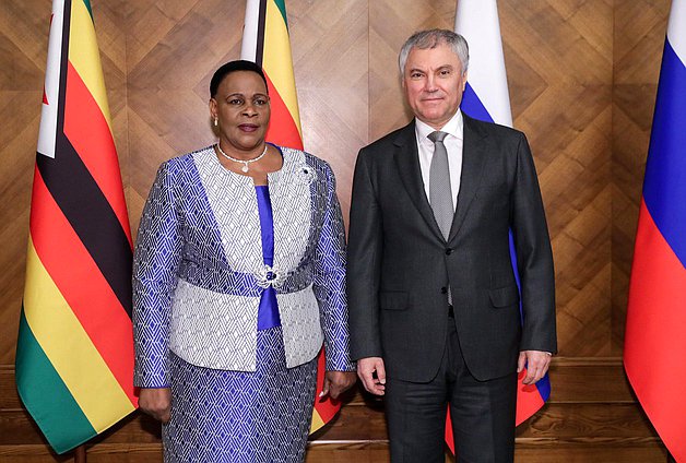 Chairman of the State Duma Vyacheslav Volodin and President of the Senate of the Republic of Zimbabwe Mabel Chinomona