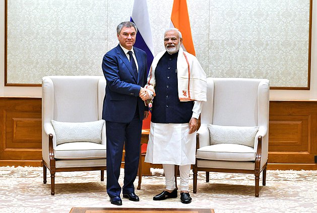 Chairman of the State Duma Viacheslav Volodin and Prime Minister of the Republic of India Narendra Modi