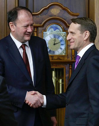 Встреча Председателя Государственной Думы Федерального Собрания Российской Федерации С.Е. Нарышкина с председателем Болгарской социалистической партии М. Миковым.