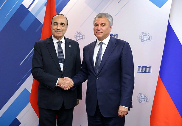 Chairman of the State Duma Viacheslav Volodin and Speaker of the House of Representatives of the Kingdom of Morocco Habib El Malki