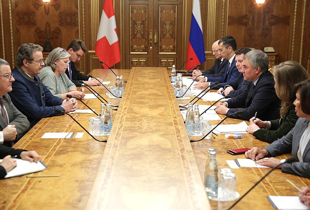 Meeting of Chairman of the State Duma Viacheslav Volodin and President of the Council of States of the Federal Assembly of the Swiss Confederation Jean-René Fournier