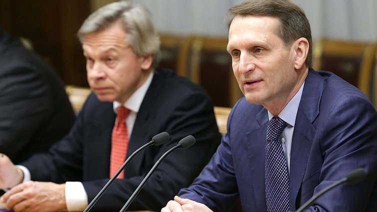 Встреча Председателя Государственной Думы Сергея Нарышкина с заместителем председателя Либерально-демократической партии Японии, председателем Парламентской ассоциации японо-российской дружбы Масахито Комурой.