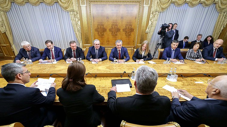 Meeting of Chairman of the State Duma Viacheslav Volodin and Chairman of the State Council and the Council of Ministers of the Republic of Cuba Miguel Mario Díaz-Canel Bermúdez