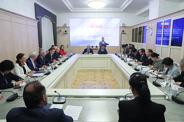 Meeting of Chairman of the State Duma Vyacheslav Volodin and Vice Chairman of the Standing Committee of the National People's Congress Peng Qinghua