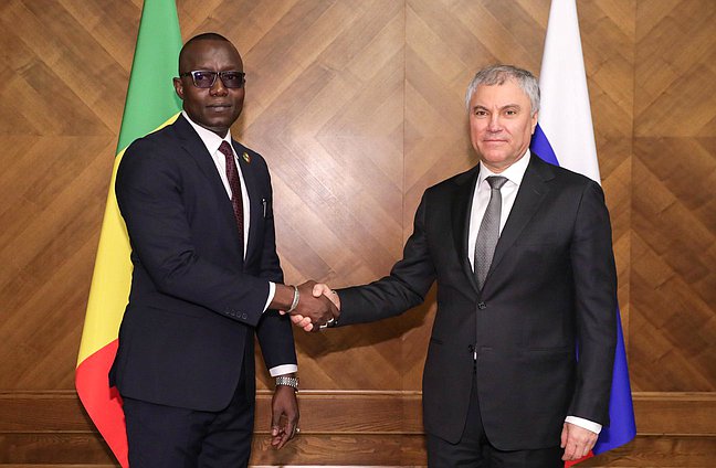 Chairman of the State Duma Vyacheslav Volodin and President of the National Transitional Council of the Republic of Mali Malick Diaw