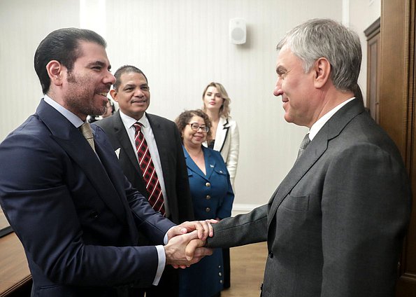 Chairman of the State Duma Vyacheslav Volodin and Special Representative of the President of Nicaragua for Russian Affairs Laureano Ortega Murillo