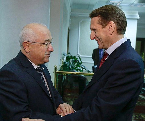 Встреча Председателя Государственной Думы Федерального Собрания Российской Федерации С.Е. Нарышкина с Председателем Великого Национального Собрания Турецкой Республики Дж.Чичеком.