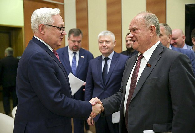 Deputy Minister of Foreign Affairs of the Russian Federation Sergey Ryabkov and leader of the CPRF faction Gennady Zyuganov