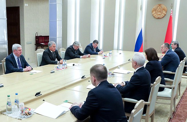 Meeting of Chairman of the State Duma Vyacheslav Volodin and Chairwoman of the Council of the Republic of the National Assembly of the Republic of Belarus Natalya Kochanova