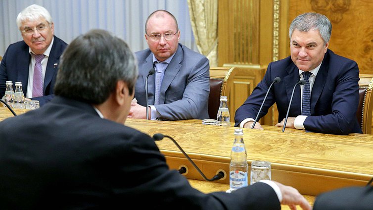 Chairman of the State Duma Viacheslav Volodin and Deputy Chairman of the State Duma Igor Lebedev