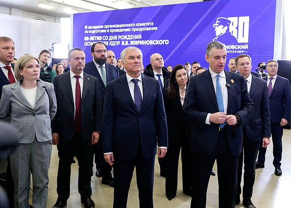 Министр культуры РФ Ольга Любимова, Министр транспорта РФ Андрей Никитин, Председатель Государственной Думы Вячеслав Володин и руководитель фракции ЛДПР Леонид Слуцкий