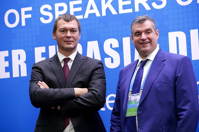 Chairman of the Committee on Physical Culture, Sport and Youth Affairs Mikhail Degtiarev and Chairman of the Committee on International Affairs Leonid Slutskiy