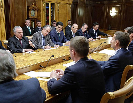 Встреча Председателя Государственной Думы Федерального Собрания Российской Федерации С.Е.Нарышкина с Вице-президентом Федеративной Республики Бразилии М.Тимером.