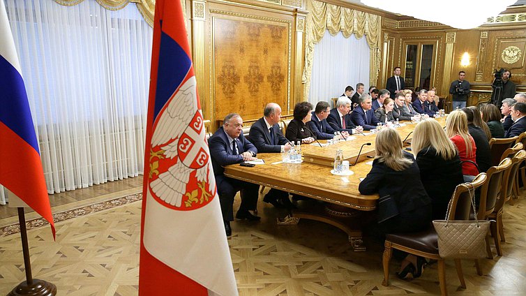 Meeting of Chairman of the State Duma Viacheslav Volodin and Chairwoman of the Narodna skupština of the Republic of Serbia Maja Gojković