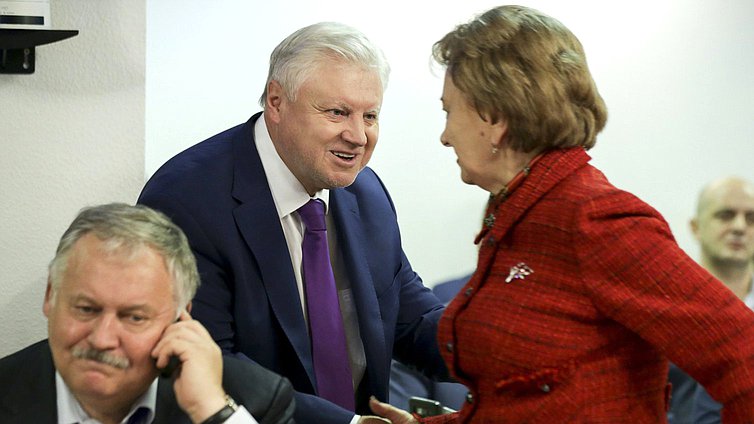 Leader of the Just Russia faction Sergei Mironov and leader of the Party of Socialists of the Republic of Moldova Zinaida Greceanîi