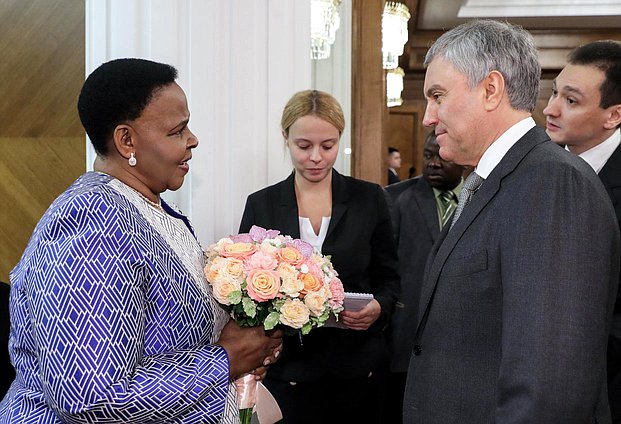 Chairman of the State Duma Vyacheslav Volodin and President of the Senate of the Republic of Zimbabwe Mabel Chinomona