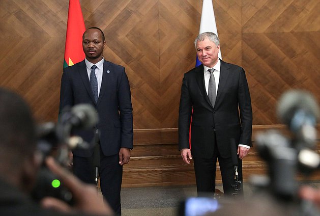 Chairman of the State Duma Vyacheslav Volodin and President of the Transitional Legislative Assembly of Burkina Faso Ousmane Bougouma