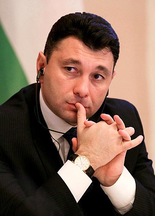 Председатель Национального Собрания Республики Армения Эдуард Шармазанов во время девятого пленарного заседания Парламентской Ассамблеи Организации Договора о коллективной безопасности.