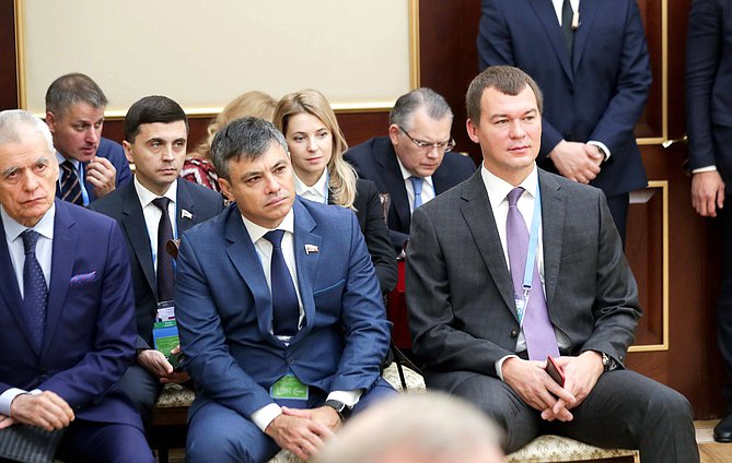 First Deputy Chairman of the Committee on Education and Science Gennadii Onishchenko, Chairman of the Committee on Health Protection Dmitrii Morozov and Chairman of the Committee on Physical Culture, Sport and Youth Affairs Mikhail Degtiarev