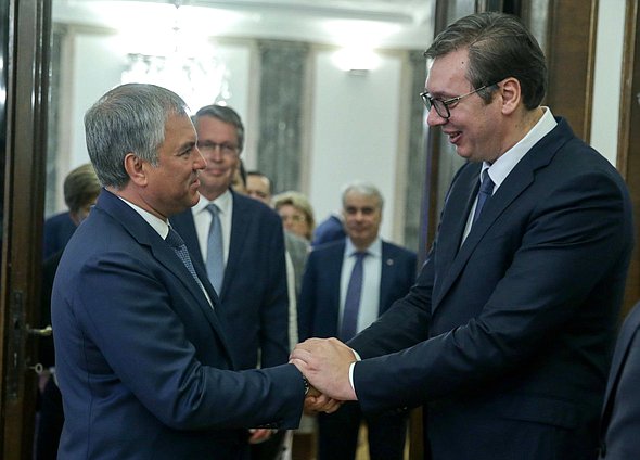 Meeting of Chairman of the State Duma Viacheslav Volodin and President of the Republic of Serbia Aleksandar Vučić