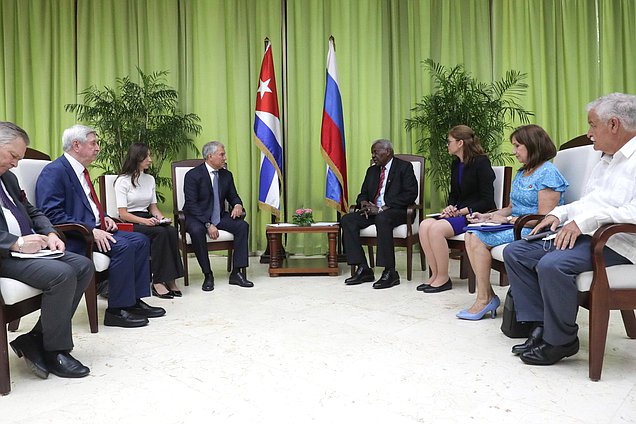 Meeting of Chairman of the State Duma Vyacheslav Volodin and President of the National Assembly of People's Power and the Council of State of the Republic of Cuba Esteban Lazo Hernández