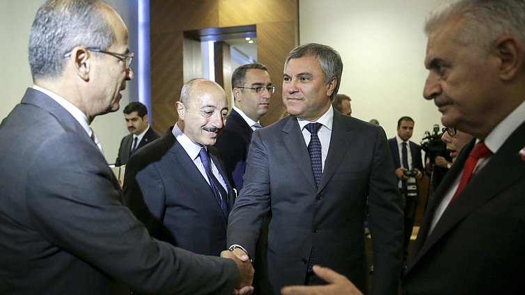 Chairman of the State Duma Viacheslav Volodin and Chairman of the Great National Assembly of Turkey Binali Yıldırım