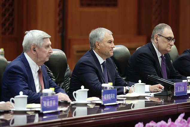 First Deputy Chairman of the State Duma Ivan Melnikov and Chairman of the State Duma Vyacheslav Volodin