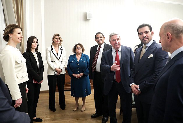 First Deputy Chairman of the State Duma Ivan Melnikov, Special Representative of the President of Nicaragua for Russian Affairs Laureano Ortega Murillo, Deputy Chairman of the State Duma Alexander Babakov and First Deputy Chairwoman of the Committee on Budget and Taxes Olga Anufrieva