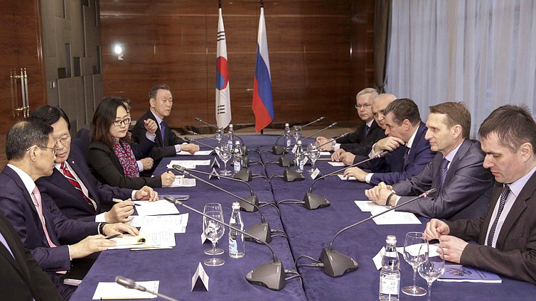 Встреча Сергея Нарышкина с Председателем Национального собрания Республики Корея Чон Ый Хва.