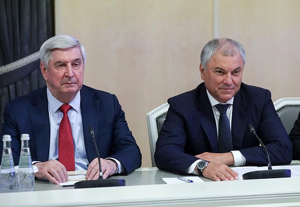 First Deputy Chairman of the State Duma Ivan Melnikov and Chairman of the State Duma Vyacheslav Volodin