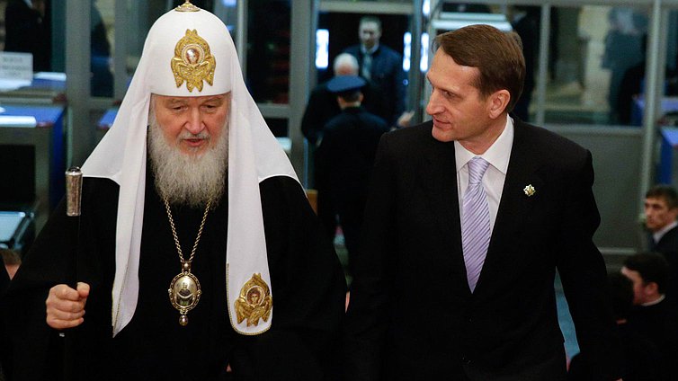 Встреча Святейшего Патриарха Московского и всея Руси Кирилла в Государственной Думе.  Открытие третьих Рождественских Парламентских встреч.