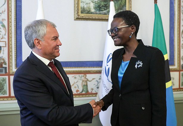 Chairman of the State Duma Vyacheslav Volodin and President of the Inter-Parliamentary Union, Speaker of the National Assembly of the United Republic of Tanzania Tulia Ackson