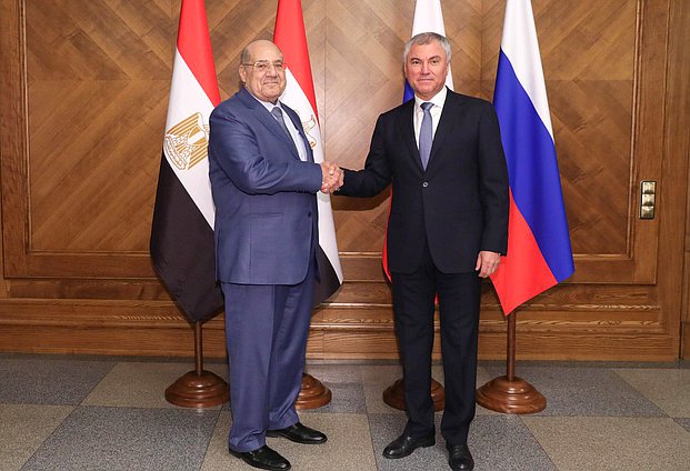 Председатель Государственной Думы Вячеслав Володин и Председатель Сената Арабской Республики Египет Абдельвахаб Абдерразек