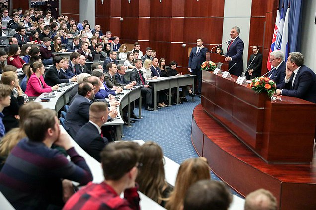 Chairman of the State Duma Viacheslav Volodin took part in the International Russian-Slovak scientific conference dedicated to the 75th anniversary of the Slovak national uprising
