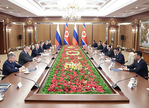 Встреча Председателя Государственной Думы Вячеслава Володина с Председателем Президиума Верховного народного собрания КНДР Чо Ён Воном