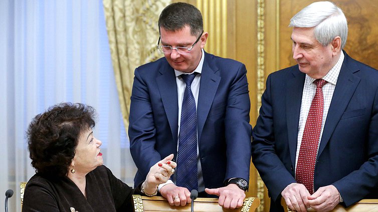 Chairwoman of the Committee on Issues of Family, Women and Children Tamara Pletneva, Chairman of the Committee on Economic Policy, Industry, Innovation, and Entrepreneurship Sergei Zhigarev, First Deputy Chairman of the State Duma Ivan Melnikov