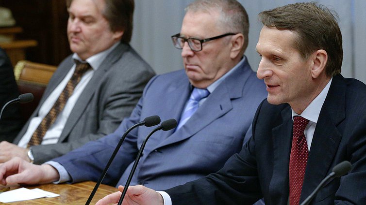 Встреча Председателя Государственной Думы Федерального Собрания Российской Федерации С.Е. Нарышкина с Председателем Великого Национального Собрания Турецкой Республики Дж.Чичеком.