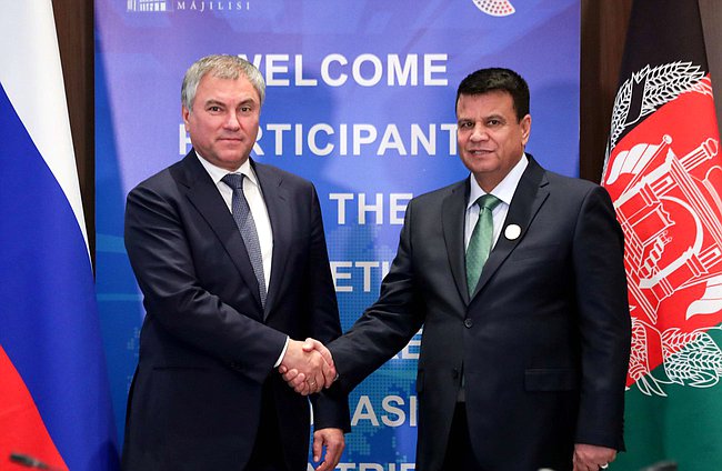 Chairman of the State Duma Viacheslav Volodin and Speaker of the House of the People of the National Assembly of Afghanistan Mir Rahman Rahmani