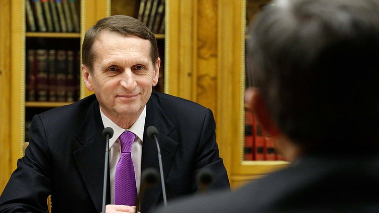 Встреча Председателя Государственной Думы Федерального Собрания Российской Федерации С.Е. Нарышкина с парламентской делегацией Французской Республики во главе с членом Комиссии Национального собрания по международным делам, со президентом Ассоциации "Франко-российский диалог" Т. Мариани.