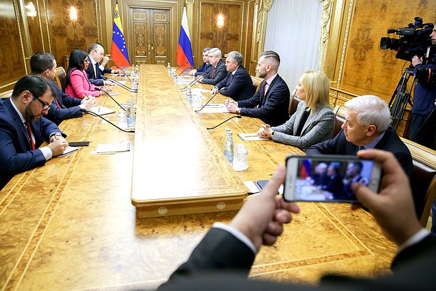 Meeting of Chairman of the State Duma Viacheslav Volodin and Executive Vice President of the Bolivarian Republic of Venezuela Delcy Rodríguez