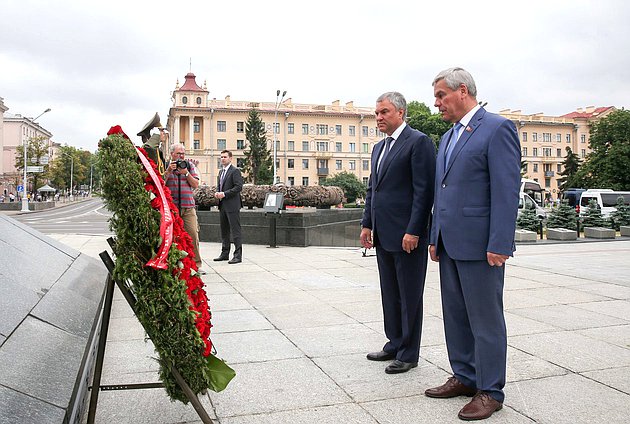 Chairman of the State Duma Viacheslav Volodin and Chairman of the House of Representatives of the National Assembly of the Republic of Belarus Vladimir Andreichenko