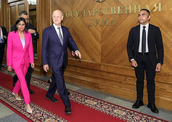 Executive Vice President of the Bolivarian Republic of Venezuela Delcy Eloína Rodríguez Gómez and Deputy Chairman of the State Duma Alexander Babakov