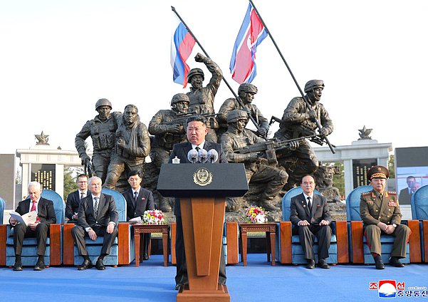 Chairman of State Affairs of the Democratic People's Republic of Korea Kim Jong-un. Opening ceremony of the Memorial Complex and Museum of the Military Deeds of Heroes of Foreign Military Operation. Photo credit: KCNA