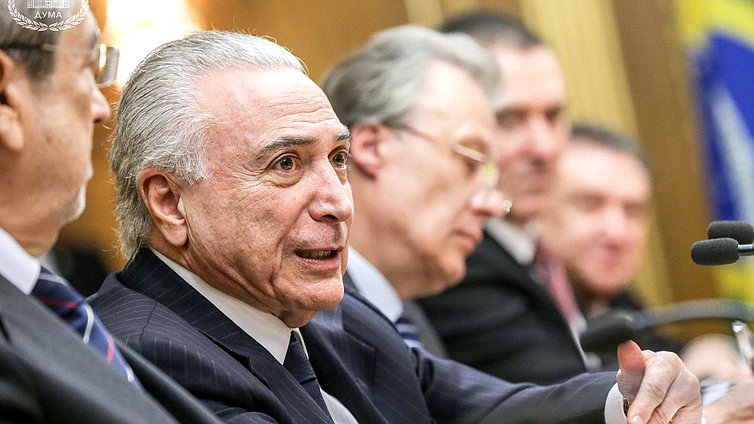 Президент Федеративной Республики Бразилии Мишель Мигель Элиас Темер во время встречи. Автор фото: Анна Исакова/Фотослужба Государственной Думы.