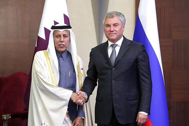 Chairman of the State Duma Viacheslav Volodin and Chairman of Qatar’s Advisory Council Ahmad bin Abdullah Al Mahmoud