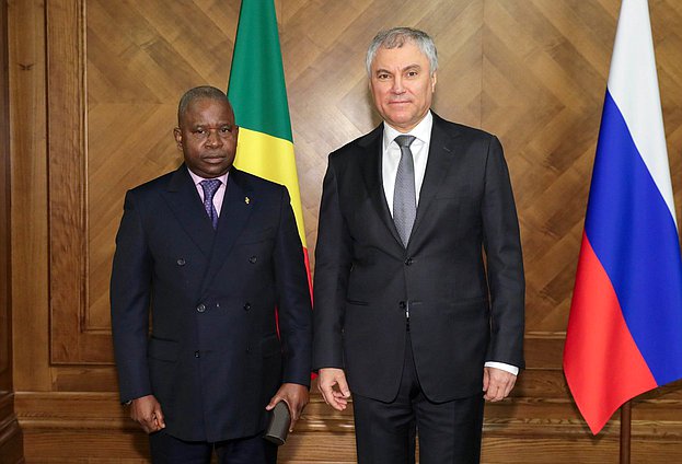 Chairman of the State Duma Vyacheslav Volodin and President of the Senate of the Parliament of the Republic of Congo Pierre Ngolo