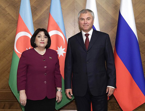 Chairwoman of the Milli Majlis of the Republic of Azerbaijan Sahiba Gafarova and Chairman of the State Duma Viacheslav Volodin