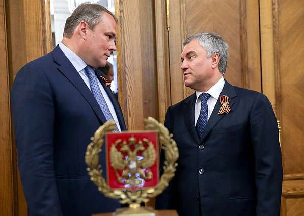 Chairman of the State Duma Viacheslav Volodin and Deputy Chairman of the State Duma Petr Tolstoy